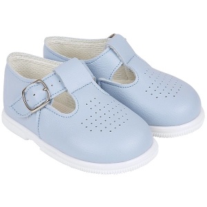 Boys Sky Blue Matt T-bar First Walker Shoes